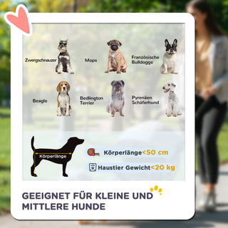 Hundeklapvogn, Sammenklappelig Hundeklapvogn med Pude til Hunde og Katte op til 20 kg, Katteklapvogn med Netvindue Lavet af Oxfordstof i Grå-Sort