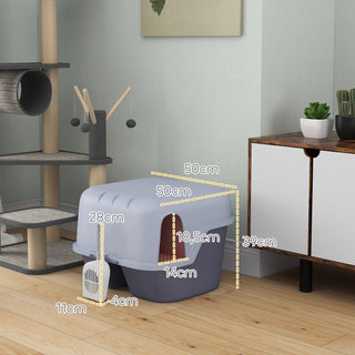 Kattebakke med Låg, Kattebakke med Si, Skovl, Lukket Kattetoilethus til Små Katte Under 3,5 kg, Indendørs, Plastik, Lilla