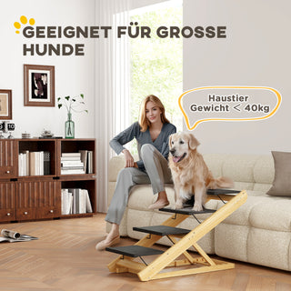 2 in 1 Hundetreppe 4-stufig 62,5 cm höhenverstellbar klappbar Hunderampe mit rutschfester Oberfläche für Bett & Sofa