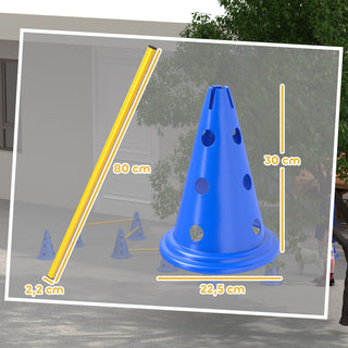 Agilitysæt til hunde, 6-delt agilityudstyr til hundetræning, hækkesæt med 12 kegler, 6 hække, bæretaske