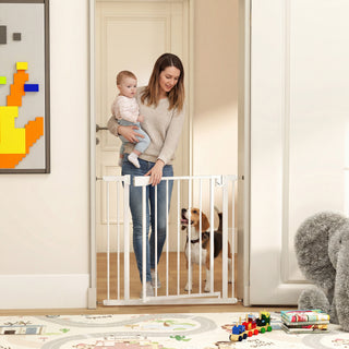 Trappeport, barriereport uden boring, med automatisk lukning til børn, køkken, trappe, 76-89 x 76 cm, hvid
