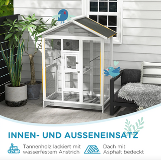 Træfuglebur med 4 siddepladser, asfalttag, vandtæt, 112 x 68 x 154 cm