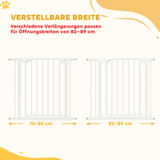 Trappeport, barriereport uden boring, med automatisk lukning til børn, køkken, trappe, 76-89 x 76 cm, hvid