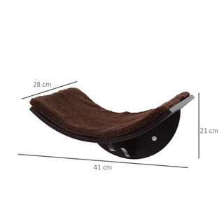 Vægmonteret katteseng, hyggelig vægmonteret katteseng med plys-topper, MDF, nem montering, brun, 41x28x21cm