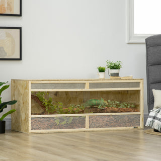 Terrarium til Krybdyr/Paddier, Skydedøre i Glas, Ventilationsgitter, 120x50x50cm