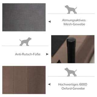 Udendørs hundeseng, robust hundeseng, 76x61x18cm, lavet af 600D Oxford i brun til hunde og katte