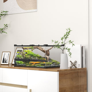 Glas Krybdyrterrarium med hævet og vandtæt bund og knaplås