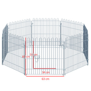 Hvalpegård, 8-delt, Kravlegård B63xH60 cm til hunde og små dyr, sikker og stabil