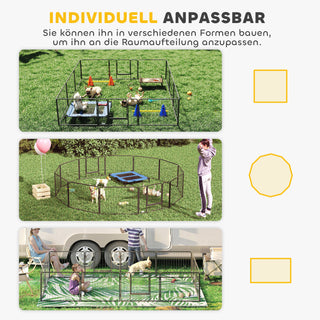 Udendørs hundegård, 60 cm høj hvalpegård med dør, hvalpegård, hundegård med 12 paneler, hundegård, stål, sort