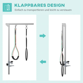 Kæledyrsplejearm Sammenklappelig plejearm med klemme, Justerbar hundeplejearm med hakeholder, til mellemstore hunde