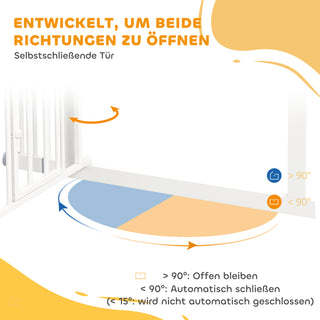 Hundegitter, Dobbeltlåsende, Selvlukkende Dør, 104 cm Høj, Stål, Hvid