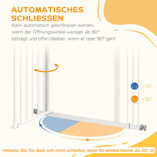 Sikkerhedsgitter til Hunde, 74-87 cm, Trappegitter til Kæledyr, Hundegitter med Forlænger, Sikkerhedsgitter Ingen Boring Nødvendig, Metal, Plast, Hvid