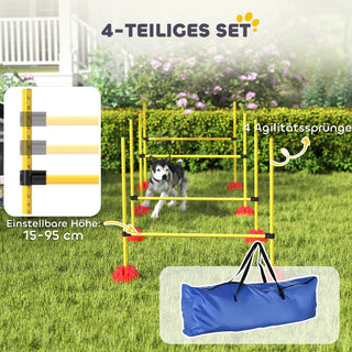 Agility Sæt Hunde 5-delt fyldeligt agilityudstyr til hundetræning plug-in forhindringssæt med højdejusterbare forhindringer bæretaske træningstilbehør koordinationstræning til spil træning