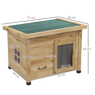 Kattehus Kattehule, Vejrbestandig, Kat 6 kg, 57 cm x 45 cm x 43 cm, Naturlig