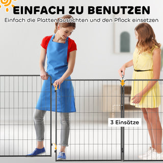 Sæt med 2 Forlængerpaneler til Hundehegn til Udendørs Indhegning, 80 x 100 cm Stålhvalpehegn, til Små til Store Hunde, Sort