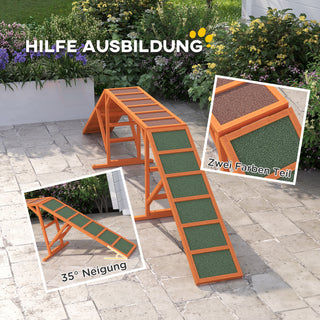 Agility Hunderampe, Parcours, Skridsikker, Vejrbestandig, Træ, 325 x 55 x 69 cm, Orange
