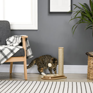 Kradsetræ til killinger inklusive legetøj, boldbane, bold med fjeder, 35 cm x 23 cm x 40 cm, naturlig