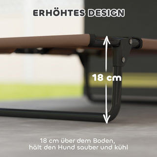 Forhøjet Hundeseng, Sammenklappelig Hundeseng, Udendørs Hundeseng med Netdesign, Åndbar, Til Små og Mellemstore Hunde, Kaffe Oxford 75 x 51 x 18 cm