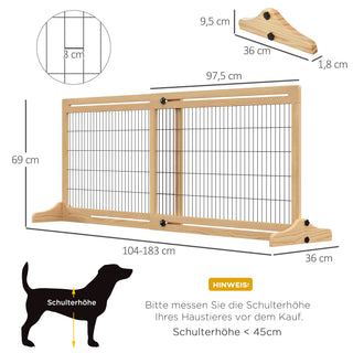 Hundegitter, Trappegitter, 180 cm højt, højdejusterbart, naturlig + sort