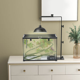 Reptile Lamp Stand Justerbar Varmelampeholder med 4 Ledningshuller Lavet af Sort Stål til Terrarier