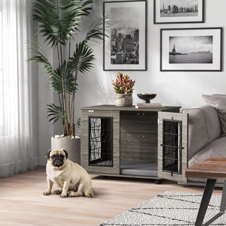 Hundebur med Hynde, Låsbar, Fordør, Trådnet op til 20 kg, Grå, 80 x 56 x 63 cm, Ideel til Små Hunde