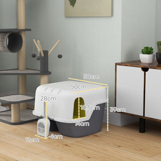 Kattebakke med Låg, Kattebakke med Si, Skovl, Lukket Kattetoilethus til Små Katte Under 3,5 kg, Indendørs, Plastik, Cremehvid