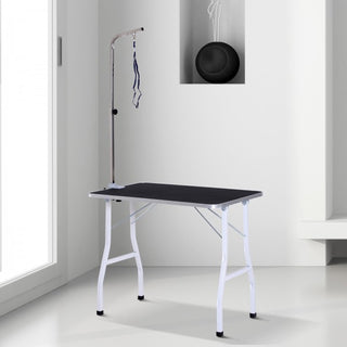 Kæledyrsplejebord Kæledyrsplejebord Hundeklipperbord med løkker Hundeplejebord til husholdningsbadning Hårtørring og hårklipning Højdejusterbar Sort