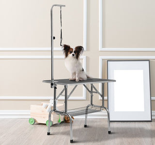 Trimmebord, Sammenklappeligt, Højdejusterbart, Rustfrit Stål, Sort til Hundepleje og Grooming