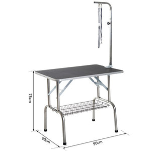 Trimmebord, Sammenklappeligt, Højdejusterbart, Rustfrit Stål, Sort til Hundepleje og Grooming