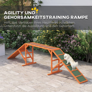 Agility Hunderampe, Parcours, Skridsikker, Vejrbestandig, Træ, 325 x 55 x 69 cm, Orange