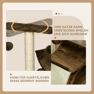 Kradsetræ med Tunnel, Hvileområde, Legetræ til Katte, Sisal, Brun, 40x30x43 cm