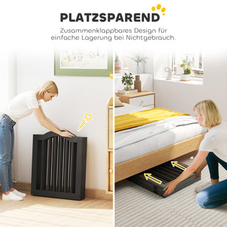 Hundebarrier Fritstående Sikkerhedslåge med Fødder, Sammenklappelig Hundegitter, 5 Paneler, 261,5 x 29,5 x 61 cm, Sort