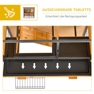 Smådyrsbur, hævet kæledyrshus, bur med aflåselig dør, træ-metal, lysegul, 89,5 x 45 x 81 cm