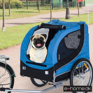 Hundetrailer, Cykeltrailer, Hundetransporter, Cykeltrailer til Hunde, Blå+Sort, 130x73x90cm