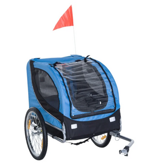 Hundetrailer, Cykeltrailer, Hundetransporter, Cykeltrailer til Hunde, Blå+Sort, 130x73x90cm