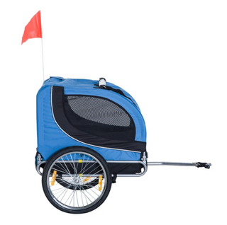 Hundetrailer, Cykeltrailer, Hundetransporter, Cykeltrailer til Hunde, Blå+Sort, 130x73x90cm