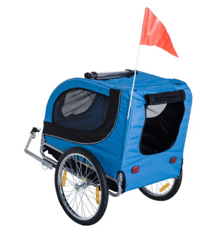 Hundetrailer, Cykeltrailer, Hundetransporter, Cykeltrailer til Hunde, Blå+Sort, 130x73x90cm