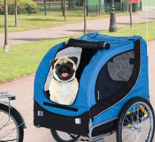 Hundetrailer, Cykeltrailer, Hundetransporter, Cykeltrailer til Hunde, Blå+Sort, 130x73x90cm