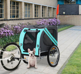 Hundetrailer Cykeltrailer Hundetransporter, Oxfordstof med regnslag, åndbar, grøn, 130x73x90cm