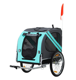 Hundetrailer Cykeltrailer Hundetransporter, Oxfordstof med regnslag, åndbar, grøn, 130x73x90cm