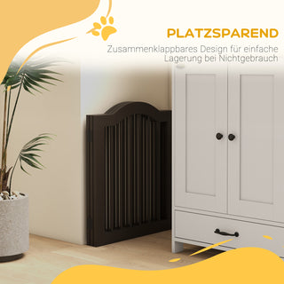 Hundegitter, 154,5 x 29,5 x 61 cm, Sammenklappelig Hundegitter, Hundegitter, Træ, Kaffe