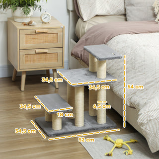 Hundetrappe 3 trin 54 cm høj kæledyrstrappe til små hunde Kattetrappe med sisal kradsetræer, legebold