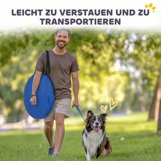 Agilitytunnel til hunde 300 x 50 cm. Hundetunnel med 4 jordankre. Bæretaske. Legetunnel til små og mellemstore hunde. Blå.