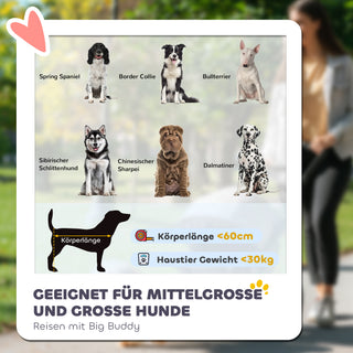 Hundeklapvogn med Netvinduer, Sammenklappelig Katteklapvogn med Sikkerhedsline, Store Gummihjul til Mellemstore og Store Hunde op til 30 kg, Oxford, Rød