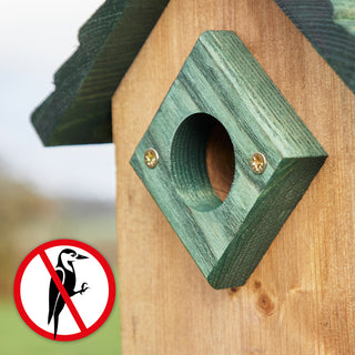 Fuglekasse i massiv træ grøn-brun