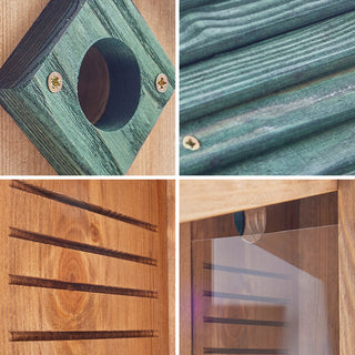 Fuglekasse i massiv træ grøn-brun