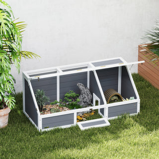 Skildpaddekasse, Udendørs Skildpaddeindhegning, Bundløst Design, Nem at Åbne, Skildpaddehus, Lysegrå