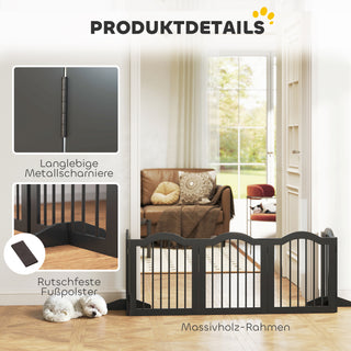 Hundebarrier Fritstående Sikkerhedslåge med Fødder, Sammenklappelig Hundegitter, 5 Paneler, 261,5 x 29,5 x 61 cm, Sort