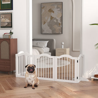 5-delt hundebarrier, hundesikkerhedsgitter, hundegitter til lejligheder, træ, hvid
