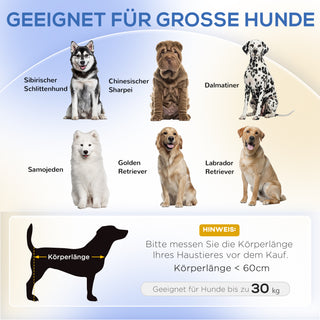 Hundesofa til store hunde op til 30 kg, polstrede fyrretræsben, 98 x 67 x 25 cm, grå